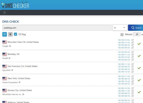 showing that all servers have propagated with the new info